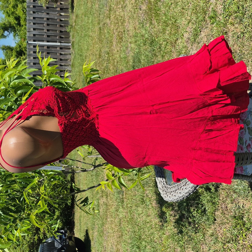 `ღ´- ♥ -`ღ´ Stunning Red Lace Front Dress `ღ´- ♥ -`ღ´ - Picture 6 of 17